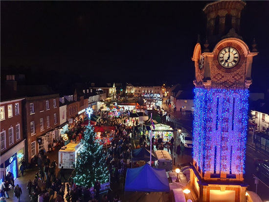 Image: The Epsom Christmas light switch in 2019