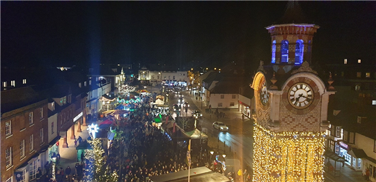 An aerial view of Christmas in Epsom