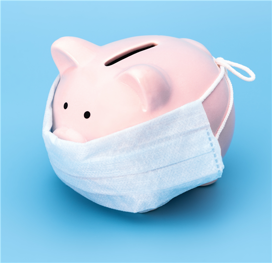 Image: Piggy bank with face mask