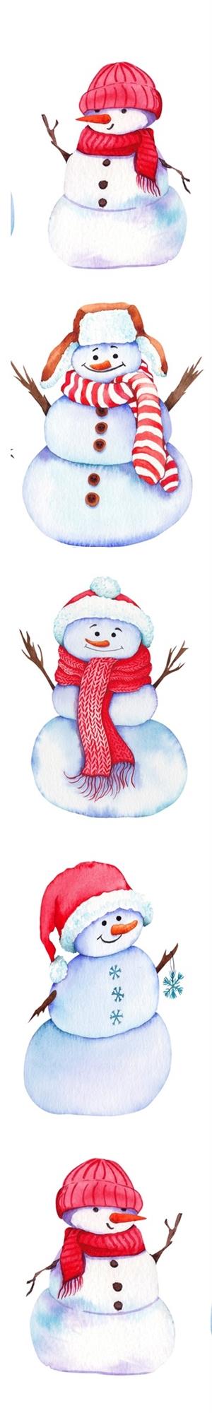 Image: a border of different snowmen