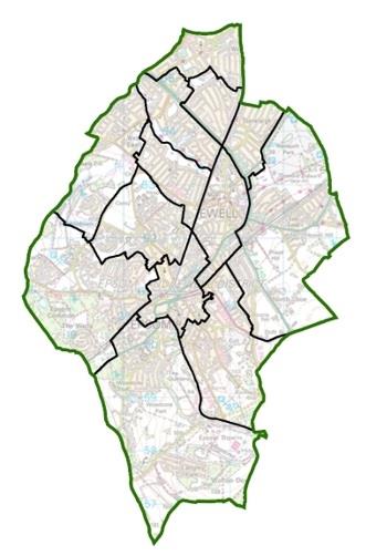 Image: Current wards in Epsom and Ewell