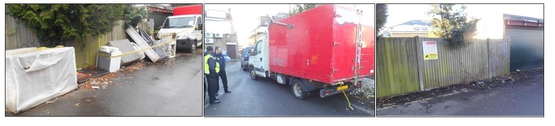 Image: sequence of removal of fly tipping and van