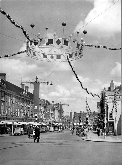 Image: Epsom town centre decorated for the Coronation 